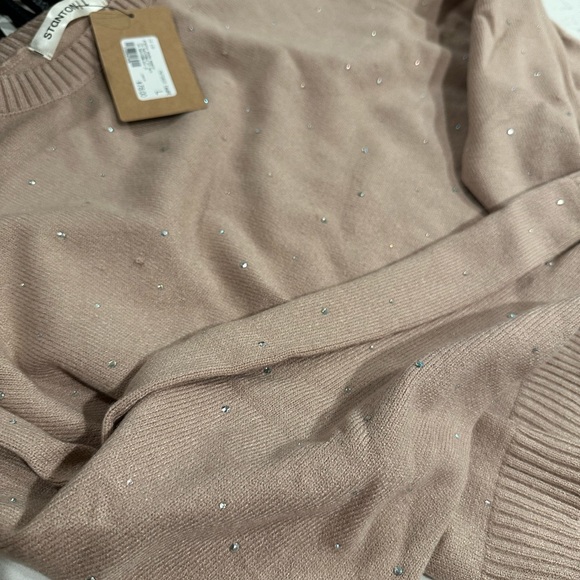 Light tan cropped sweater with stones - Picture 2 of 5